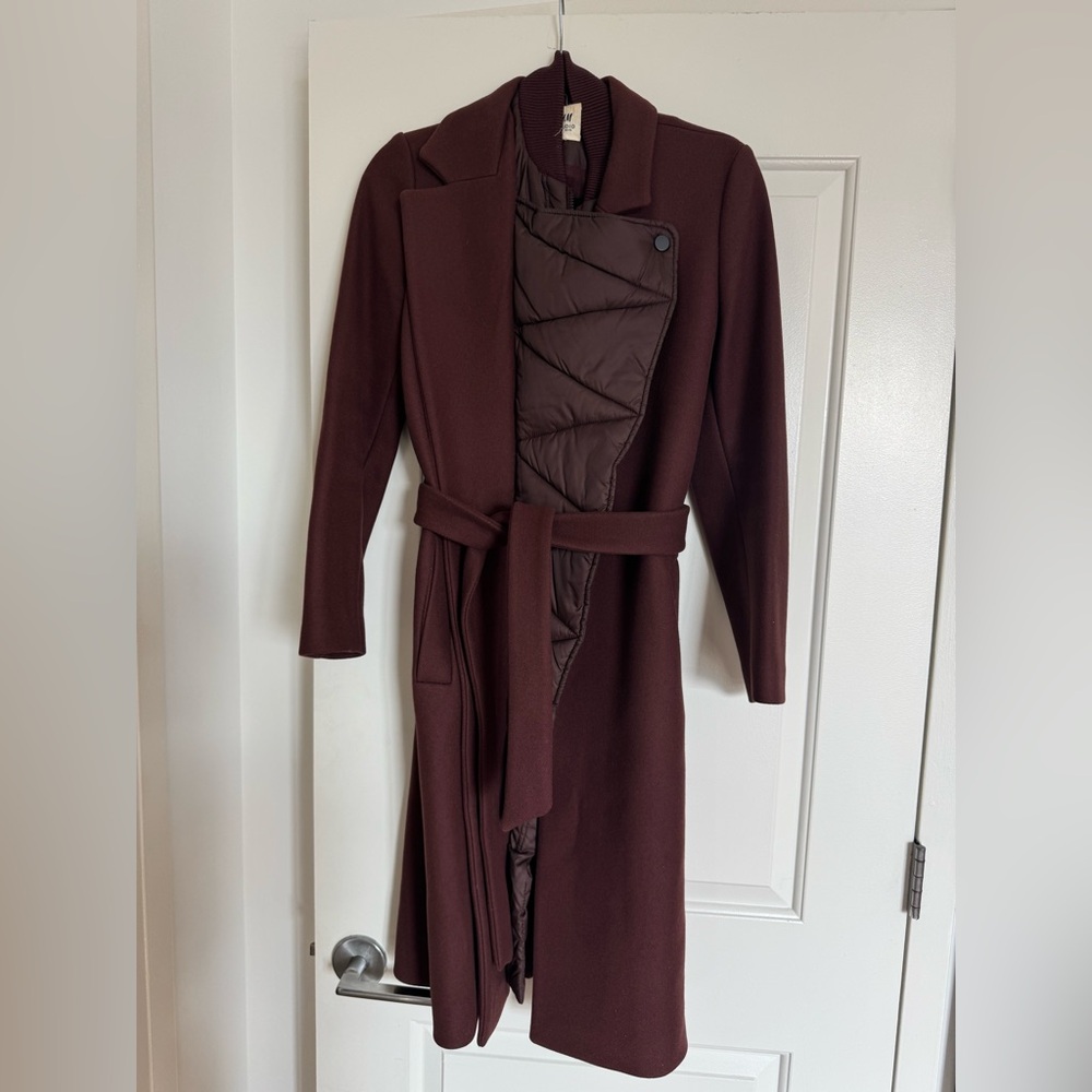 H&M Studio Collection Burgundy Coat 6